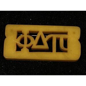 VTG Phi Delta Pi Butterscotch Bakelite Pin Greek Letters Fraternity Sorority